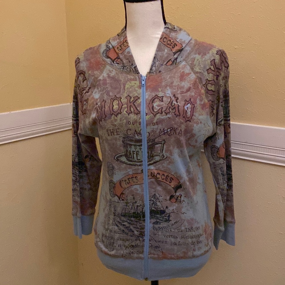 BoHo Chic Large Hooded zip front jacket